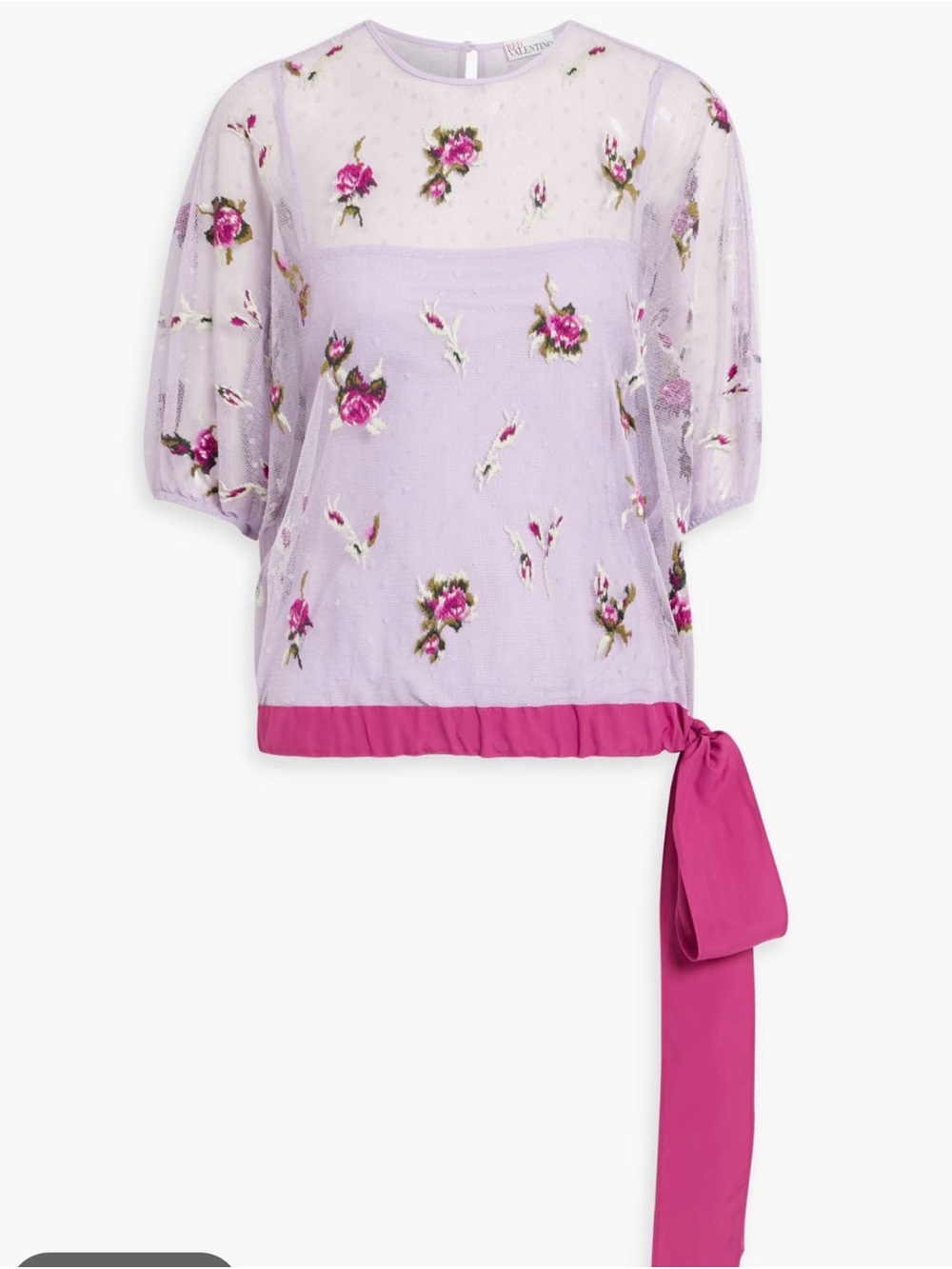RED Valentino Lavender Semi Sheer Embroidered Floral Blouse BNWT size 40